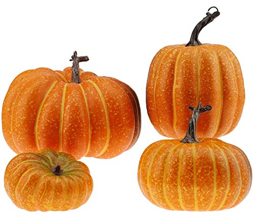 Gresorth 4 PCS Faux Citrouilles Artificiel Légume Tomber L'automne Halloween Christmas Décoration