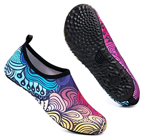 Zapatos de Agua Hombre Mujer Escarpines de Playa Shoes para Surf Swim Yoga Secado Rápido Deportes Acuáticos Zapatillas（ZW Multicolor,38/39 EU）