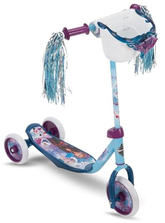 Huffy Disney Frozen 2 Toddler Scooter, Ideal for Ages 3+ Years Old, 3 Wheels, Handlebar Basket, Shimmering Streamers, Easy-Balance Scooter, Durable, Safe and Comfortable, Elsa and Anna Graphics