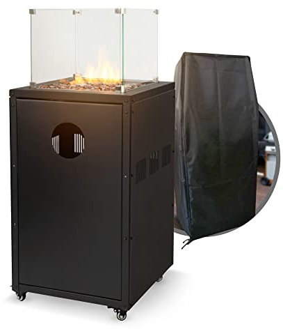 APANA - Heizstrahler FUEGO Gasheizstrahler Terrasse Terrassenfeuer Feuerstelle Heizpilz 8kW mit Rollen in anthrazit