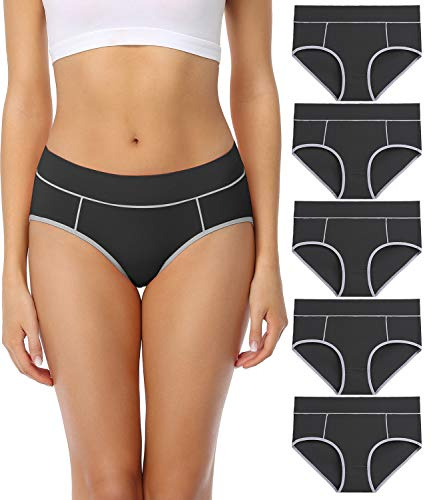 wirarpa Mutande Slip Donna Vita Media in Cotone Elasticizzato Pacco da 5 Nero Taglia XL