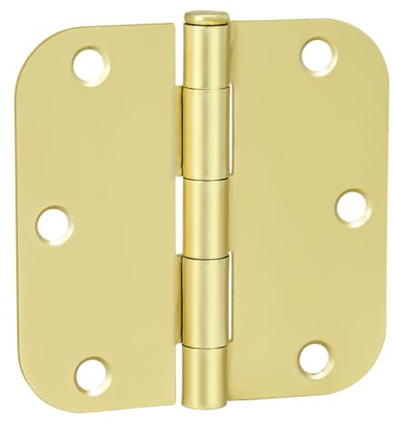 goldenwarm 18-Pack 3.5 Inch Polished Brass Door Hinges - 3-1/2'' x 3-1/2'' Hinges with 5/8'' Radius Corners - Bright Gold Interior Door Hardware