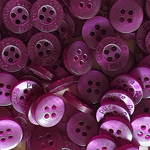 Knopfparadies - Packung 10 hübsche 4-Loch Kunststoffknöpfe in verschiedenen Farben und Größen/Blusenknöpfe/Hemdenknöpfe (dunkel-lila, Ø ca. 9mm)