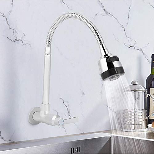 Rubinetto lavello cucina, G1/2inch Cucina per uso domestico Rubinetto, montaggio a parete girevole a 360 ° con acqua fredda per uso domestico, Acciaio Inox Rubinetto per Lavello con maniglia singola