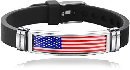 COMTRUDE National Flag Bracelets for Men Adjustable Silicone Wristband Bracelet for Patriotic Holiday Activity Gifts for Women