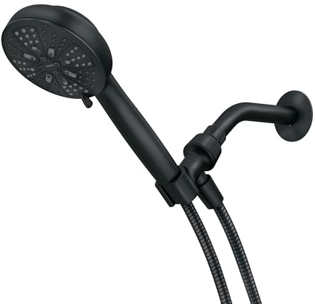 Moen Hydro Energetix Matte Black High Pressure Shower Head with Handheld Sprayer Featuring 8 Spray Settings, 200H0BL