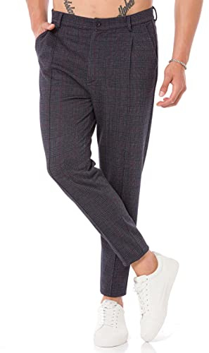Redbridge Pantaloni da jogging da uomo in stile chino jogger pantaloni per il tempo libero a quadretti, antracite., L