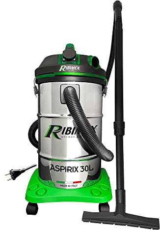 Ribimex Aspiratore per Solidi e Liquidi Aspirix, Bidone Aspiratutto da 30 L, Potenza 1200 W, con Presa per Elettroutensili, Filtro HEPA Lavabile, Funzione Soffiante, Accessori Inclusi - PRASP30IT/PEX