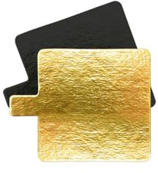 ScrapCooking - 10 Supports à Gâteaux Individuels Carrés - 8 x 8 cm - Carton Réversible Doré & Noir - Réutilisables - Petits Disques Semelles Pâtisserie - Fabriqués en France - 5213