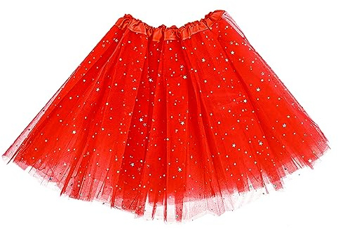 Tulle da Donna 3 Strati Gonna da Ballerina Con Stelle di Paillettes per Adolescenti e Adulti - Costume Retro Anni '80 per Festa di Carnevale e Halloween