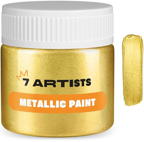 7 Artists Acrylfarben Gold 50 ml | Acrylfarben Metallic | Metallic Acrylfarben | Acrylfarbe Gold | Glitzer Acrylfarbe | Gold Lackfarbe | Acrylfarbe Gold Metallic | Acryl Gold | Gold Farbe