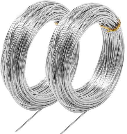 Basteldraht,Schmuckdraht,1 Rolle 1mm x 30m,1 Rolle 2mmx30m,Draht Zum Basteln,Geeignet für die Herstellung von Schmuck,DIY-Gartenskulpturen,Kunstmodelle und die Herstellung von Bonsai-Bäumen (Silber)