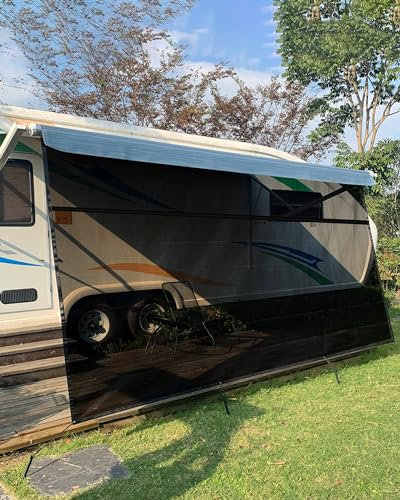 Ezcasch Sonnenschutz für Markise Wohnmobil, 75% View Blocker Markisen, Vorderwand Markise Sichtschutz für Campingwagen,Wohnmobil,Wohnwagen(Höhe 2m x Breite 2.4m)