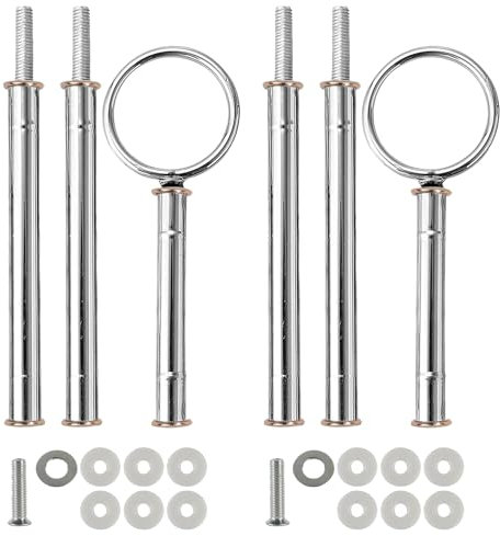 Ezydka 2 Sets Etageren Stangen Set Ø 1cm Etagere Bausatz, Etagere stangen Set Edelstahl Etagerenhalter mit Schrauben und Unterlegscheiben, Silber, 2 bis 3 Etage