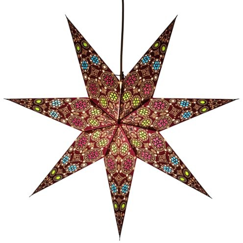 GURU SHOP hopfällbart adventsljus pappersstjärna, julstjärna 60 cm – nina violett
