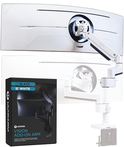 ULTRARM Heavy Duty Extension Arm [Accessory Only - Requires MA20PW-S Single Monitor Arm for Use] Dual 49 Vertical Stacked Monitor Mount Height Adjustable - 100x100 VESA Mount, White, MA20PW-A