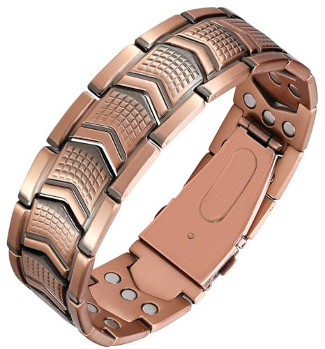 Jeracol Kupferarmband für Herren, 3 x Magnetarmband für Herren, mit 3 Reihen ultrastarken Magneten, einzigartige Faltschließe, Armband mit Einstellwerkzeug und Schmuck-Geschenkbox