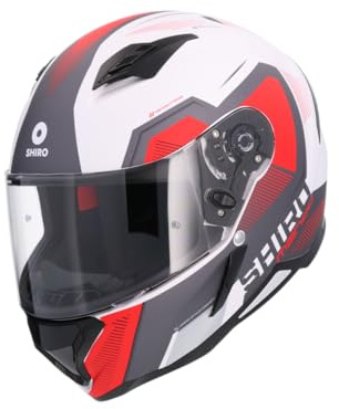 BI ESSE Casco da moto integrale Casco di sicurezza stradale veloce Unisex Adulto Cool Rider Biker Sport Crash Helmet Equipment Quattro stagioni Biker Road Helmet (BIANCO-ROSSO, M)