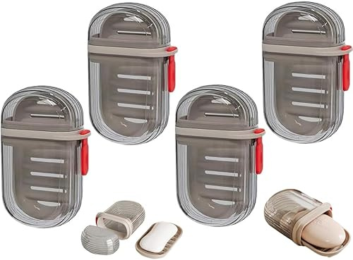 Abiyou Jabonera de Viaje, 4 Piezas Estuche de Jabón de Viaje, Jabonera de Baño Portátil,Jaboneras de Viaje con Tapa,Contenedor de Jabón de Viaje,Mini Jabonera a Prueba de Fugas,para Baño,Viajar(Negro)