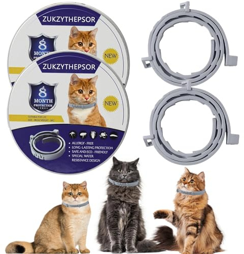 2 Pack Cat Collar with Natural Essential Oils - 16-Month Protection, Waterproof & Adjustable, Safe for Cats Over 7 Weeks