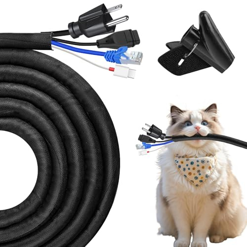 JAHOMFAI Kabelslang för hundar och katter 3 m 19 mm kabelkanal flexibel kabelslang självlåsande för husdjur bettsäker kabelskydd för USB, ström, ljud- och videokabel