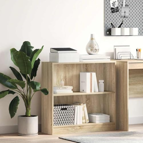Kaloriko Libreria in rovere Sonoma, 80 x 24 x 75 cm, con 2 scomparti, versatile come scaffale per documenti, divisorio o mensola per soggiorno e ufficio