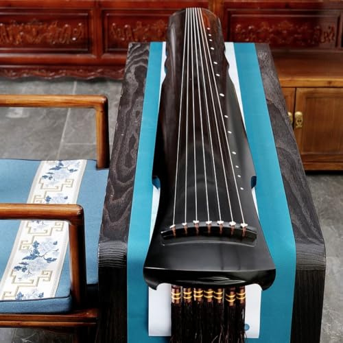 Guqin, Pure Handcrafted All Black Aged Chinese Fir Traditional Chinese 7-String Zither Instrument