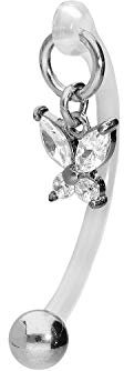 PIERCINGLINE PMFK Bananabell + Chirurgenstahl Design KRISTALL SCHMETTERLING Piercing Intimbereich Bauch Silberfarben
