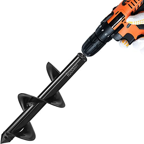Auger Drill Bit for Planting Ruooson 3.7X11.8 in Garden AugerSpiral, Easy Planter Rapid Planter Plant for 3/8 Hex Drive <1Pcs>. (3.7x11.8 in)