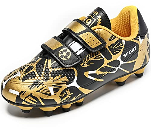 Mitudidi Fussballschuhe Jungen für Kunstrasen 37 Fussballschuhe Kinder Low Top Leicht Klettverschluss Trainingsschuhe Mädchen