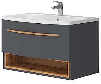 Vicco Set mobili da bagno Stelantis, Antracite, 79 cm, composto da mobile sottolavabo e lavabo