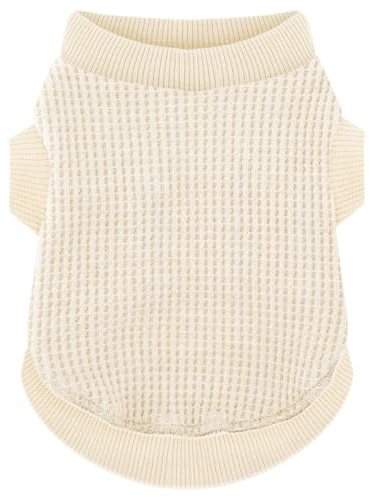 Cozy and Functional Dog Shirts for Small Puppies: Stretchable Beige Attire with Easy-On Design, Ideal for Chihuahuas and Yorkies - Enhance Comfort and Playfulness on Chill Days Large
