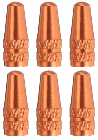 HARFINGTON 6pcs Bike Valve Caps Anodized Aluminum Road Bicycle Air Tire Valve Caps Dust Caps for MTB Road Racing Bicycle, Orange