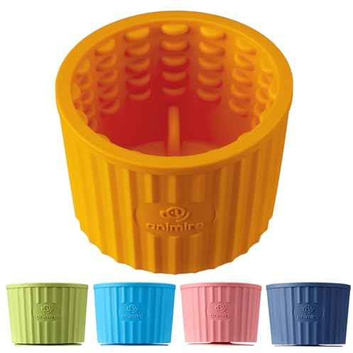 Dog Lick Bowl, Anxiety Relief Dog Licking Mat Freezer Treat Dispenser, Non-Slip Anti-Choking Silicone Slow Feeder Lick Bowl for Small Medium & Large Breed Dogs, BPA Free(Orange,M-L)