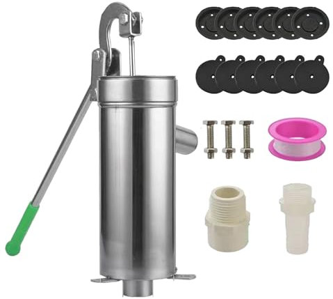Pompa per fontana a mano, pompa manuale per fontane profonde – Pompa per fontane in acciaio inox | Pompa ergonomica per fontane manuale per giardino, cortile, fattoria, industria