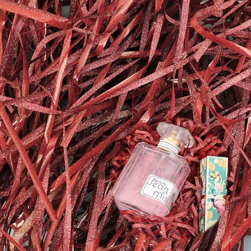 Dwafill Geschreddertes Papier Füllmaterial 200g, Füllmaterial Geschenk, Ostergras Papier, Geschenk Füllung Papier, Ostergras, Deko Füllung für Geschenkbox Geschenkkorb (Red)