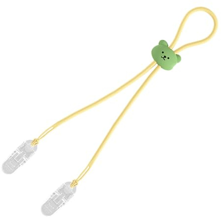 Clip per tovaglioli, clip per bavaglino regolabile, clip per bavaglino in silicone con orso dei cartoni animati collana di cordino a catena portatile per la protezione della biancheria da pranzo