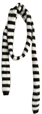 Kashmirscarf， Stickad ullhalsduk for kvinnor flerfärgad randig 10x160cm(Black and White)