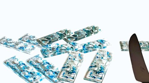 Porte-Couteaux Verre Recyclé Bleu Noir Lot 12 Fait Main France - 2 Étuis