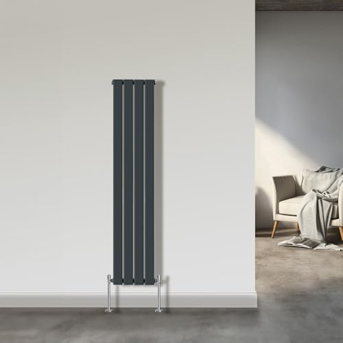 NRG 1600x272mm Single Flat Panel Designer Tall Vertical Radiator Central Heating Anthracite