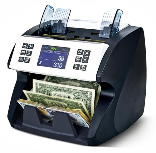 Demotio MA-180S Mixed Denomination Bill Counter Multi-Currency Upgradable Money Counting Machine with Bank-Grade Detection, CIS Sensor, SN Recognition and Optional Summary Receipt Printing Function