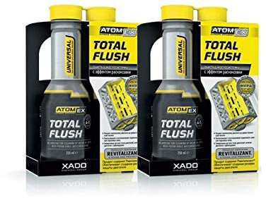 XADO Motorspülung Total Flush Set Öl Additiv - Motor Reiniger Zuzatz für Benzin, Diesel und LPG-Motoren - Motorspülung für Gründliche Reinigung, Dekarbonisierung und Festsitzende Kolbenringe 2X 250 ml