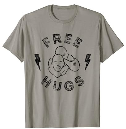 Brazilian Jiu-Jitsu BJJ Geschenk Shirt - Free Hugs - Lustiges BJJ T-Shirt für Männer, Damen & Kinder - Grau, S - Kurzarm, Unisex, Vintage Retro Design für BJJ Fans
