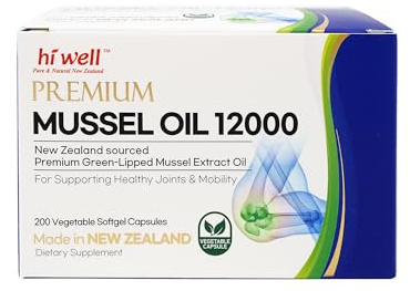 Hi Well Premium New Zealand Green-Lipped Mussel Oil //200 Softgel Capsules//Sourced from Pristine New Zealand Waters(1)