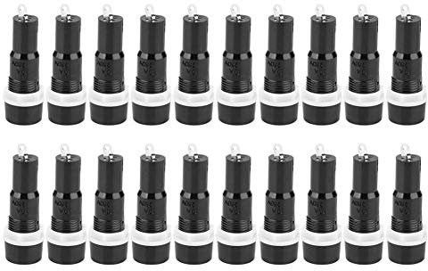 20 Stk. Sicherungshalter mit Schraubverschluss - MF-527, 5 x 20 mm Sicherungsgehäuse schwarzes Sicherungsschutzgehäuse Feinsicherungshalter