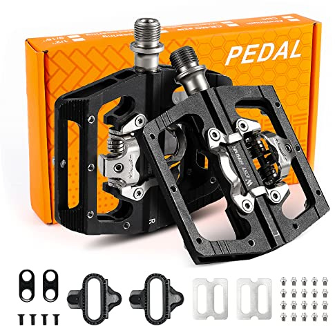 HONGYEA pedali per bicicletta, pedali SPD antiscivolo in alluminio CNC a doppia funzione, set di pedali per bicicletta senza clip per BMX MTB trekking mountain bike bici da corsa