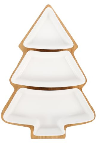 Luxshiny Christmas Tree Ceramic Dish Tray Christmas Xmas Tree Snack Appetizer Tray Ceramic Sauce Dish for Biscuits, Candies, Chips, Snacks (White)