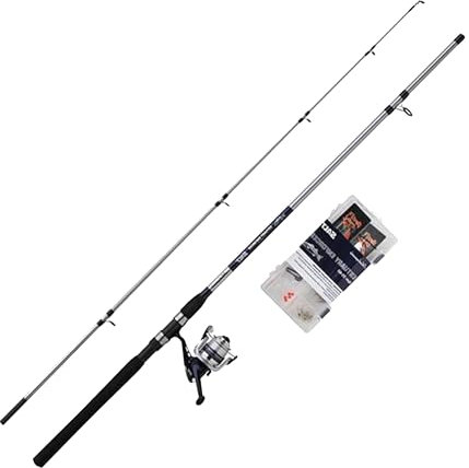 Shakespeare Salt Estuary Enforcer Combo Set, Angelrute und Rolle Combo, Spinn-Kombination, Hartschalenkoffer, Köder und Endgerät, Meeresangeln, Blau & Weiß, 2,40 m | 20-60 g