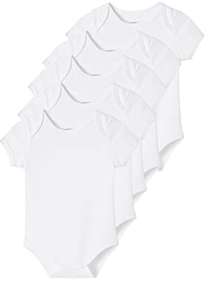 VERTBAUDET Lot de 5 Bodies en Interlock Bébé Manches Courtes lot blanc 18M(81CM)