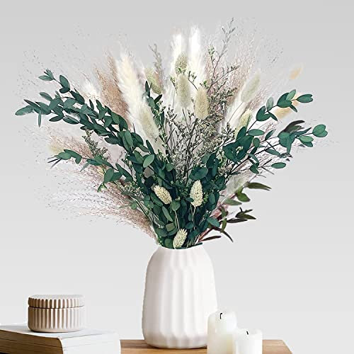 Ramos de Flores Secas Naturales Decoración,65 Piezas Pampas Secas Decoracion,Ramas Secas Decorativas,Hierba de Pampa Esponjosas para Arreglos Florales de Boda Decoración del Hogar (65 Piezas)